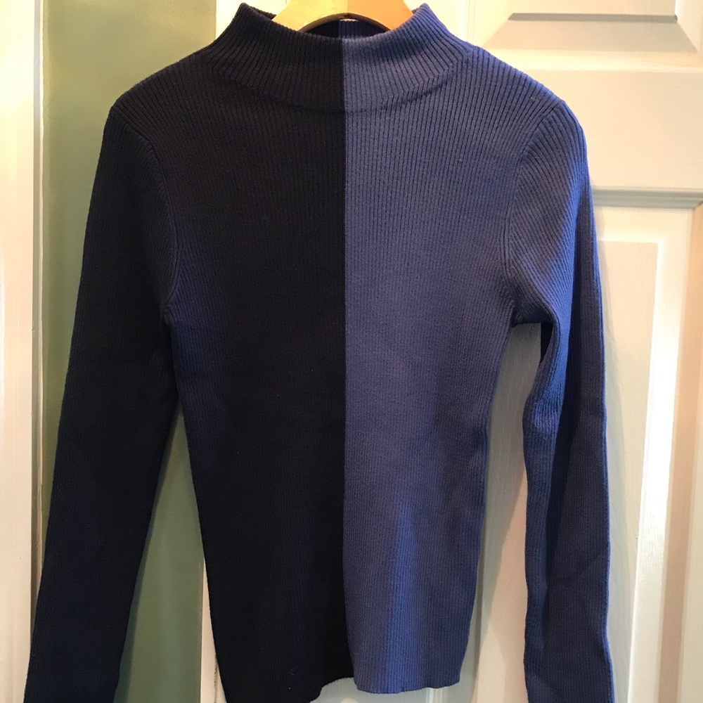 NEW Zuiki Italian Blue Mock-neck Sweater S/M